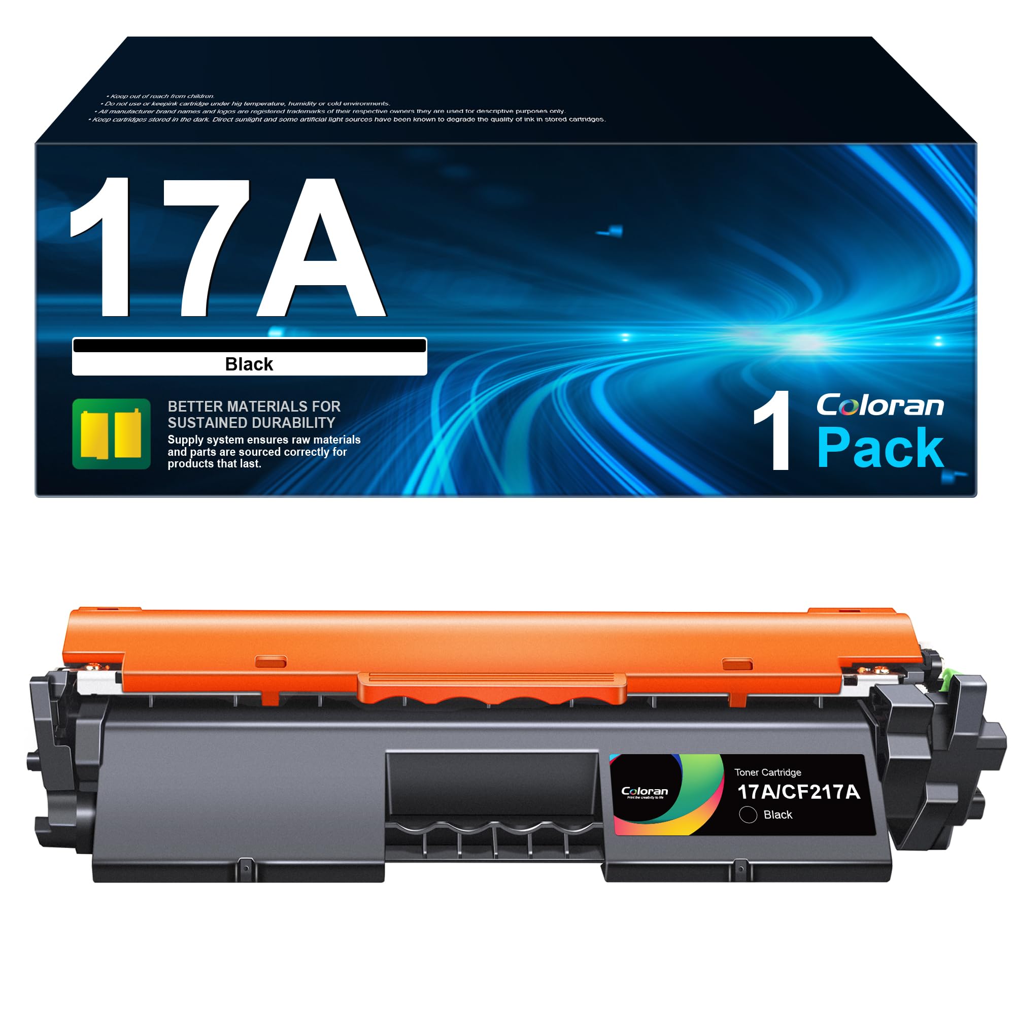 Coloran 17A Toner Cartridge Replacement for HP LaserJet Pro M102A M130NW Printers, 1 Black, 1600 Page Yield, Standard