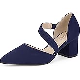 IDIFU IN2 Women's Pumps Closed Toe Strappy Heels Low Block Chunky Heels Dressy Wedding Bride Prom Business Dress Shoes for Women Comfortable Formal Pointed Toe Short Heels