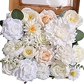 Alifst Artificial Flowers Combo Box Set White Flower Silk Cake Flowers for DIY Wedding Bridal Bouquets Baby Shower Centerpieces Floral Arrangements Party Tables Home Decorations