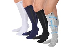 Tarpop 4 Pairs Men Zipper Compression Socks Colorful 20-30mmhg Compression Stockings with Zipper for Men Women Swelling Edema