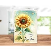 Sending You Sunshine! Card - Unique Encouragement Card For Friend And Family - Gift For Lovers Sunflower - Nature Inspired Gift