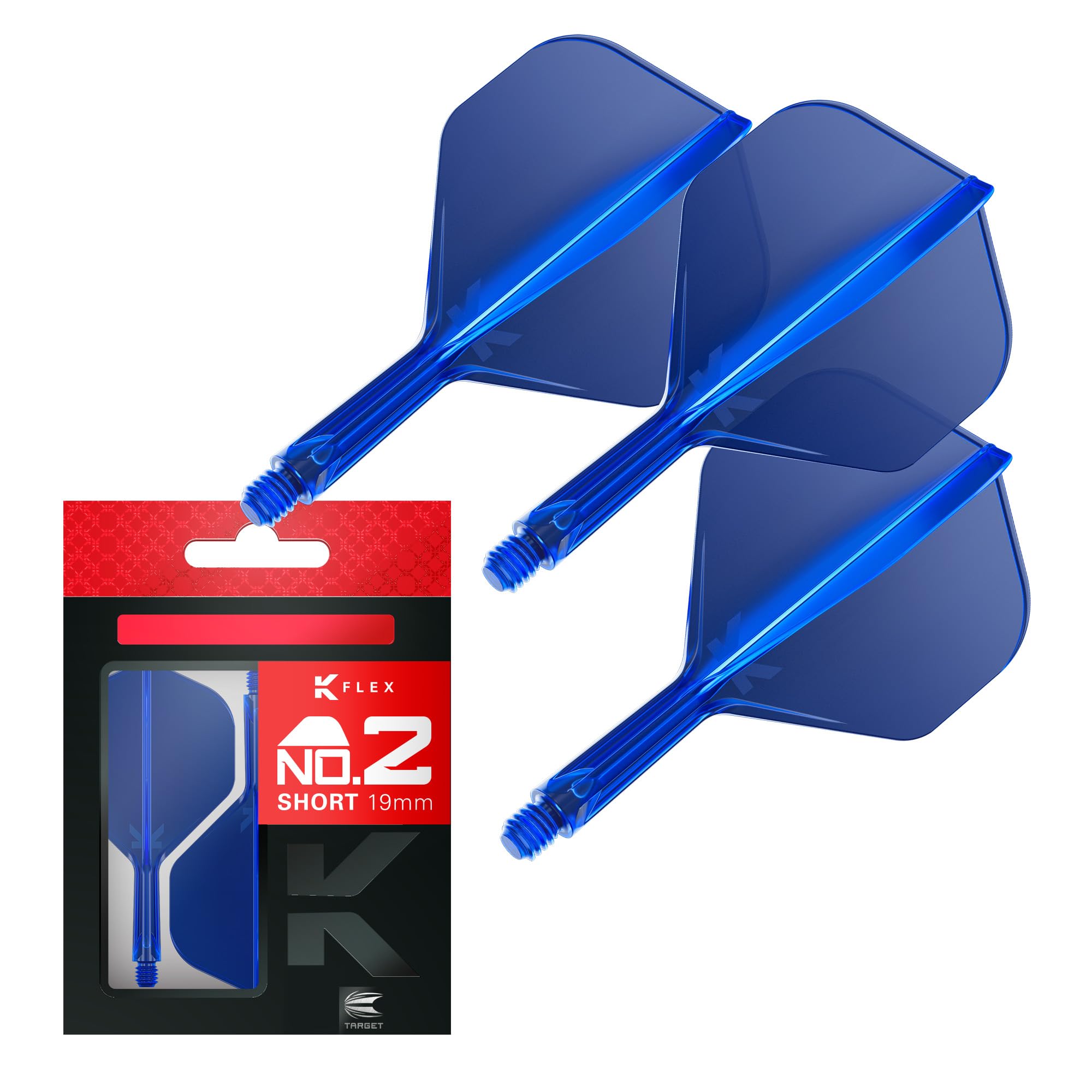 Target Darts K Flex Integrated Dart Flights And Shafts, No.2 Blue (Short) | Pack Of 3 K-Flex – No2, Kflex All In One Moulded Dart Flight & Stem | Professional Dart Accessories