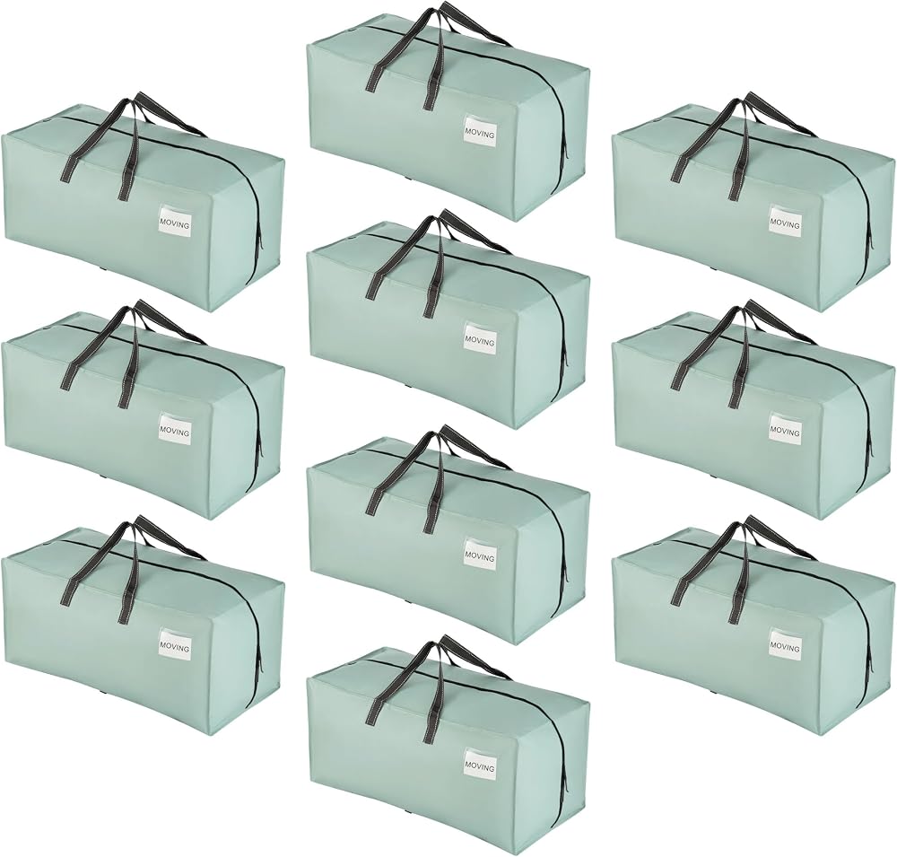 Venо 10 Pack Heavy-Duty Extra Large Moving Bags with Backpack Straps