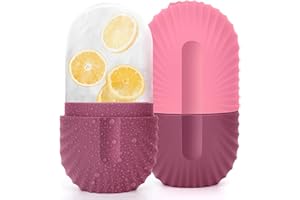 HSJL Ice Roller for Face, Silicone Ice Face Roller, Cube Ice Roller for Face and Eye, Facial Beauty Ice Roller Skin Care Tools, Brighten Skin Enhancing Natural Glow (Rose)