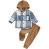 Douhoow Toddler Unisex Baby Clothes Boys Girls Flannel Shirt Tops Plaid Hoodie Sweatshirt + Sweatpants Fall Winter Outfits