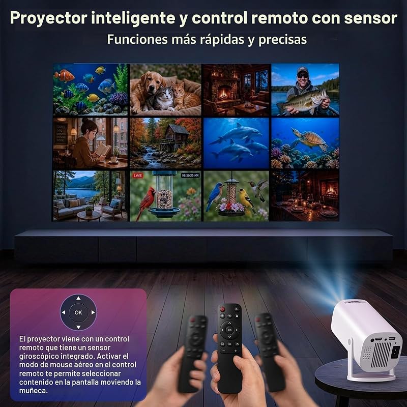 Proyector Portatil 4K Full HD 1080P Soporte, Mini Proyector