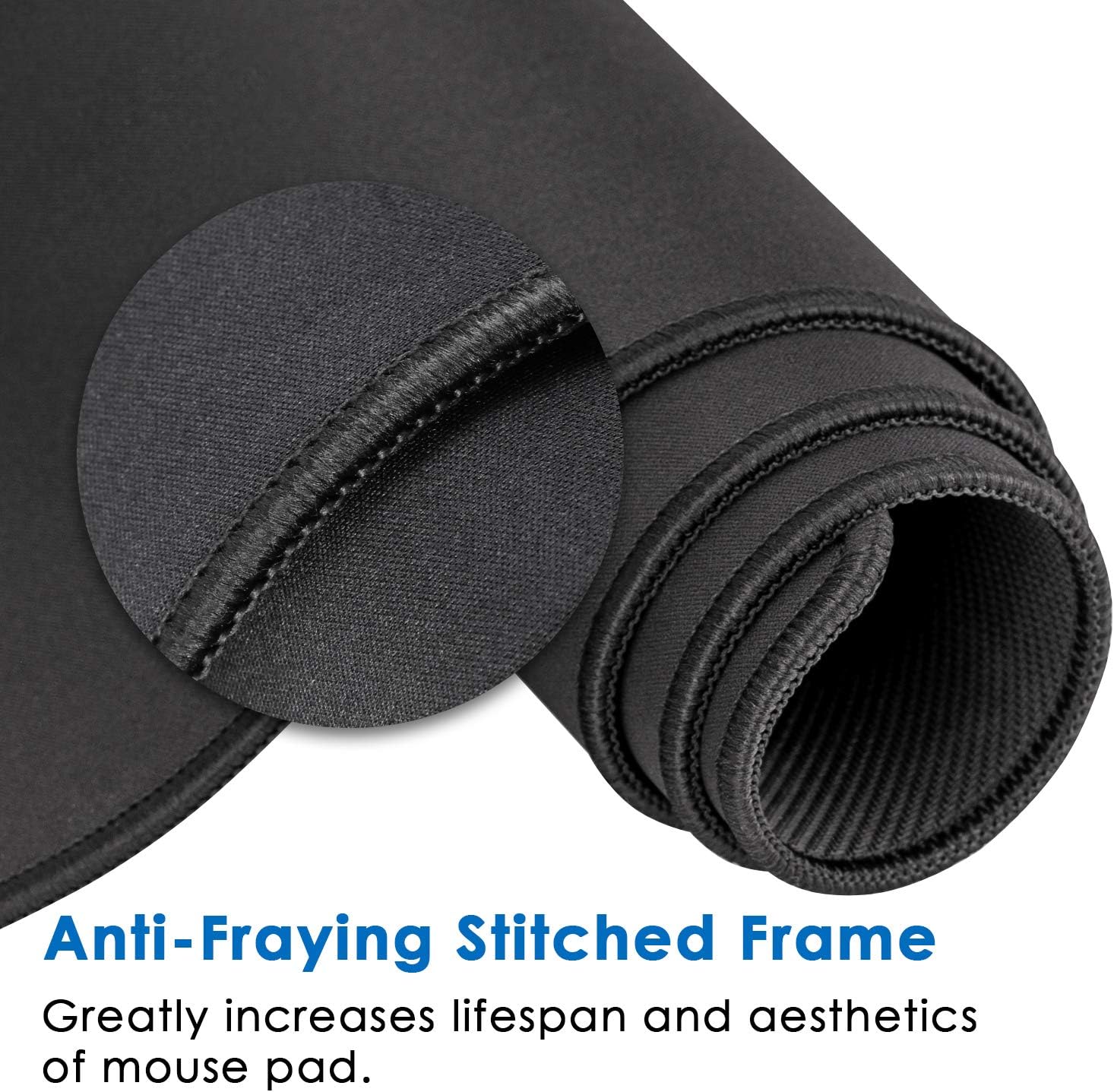 Ktrio Extended Gaming Mouse Pad with Stitched Edges, Large Mousepad with Premium-Textured Cloth, Non-Slip Rubber Base, Waterproof Keyboard Pad, Desk Mat for Gamer, Office & Home, 31.5 x 11.8 in, Black : Office Products