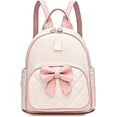 I IHAYNER Mini Backpcak for Women Small Bowknot Quilted Leather Backpack Purse for Girls Personalized Trendy Stuff Gifts Light Pink