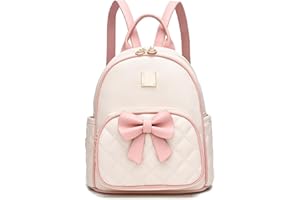 I IHAYNER Mini Backpcak for Women Small Bowknot Quilted Leather Backpack Purse for Girls Personalized Trendy Stuff Gifts Light Pink