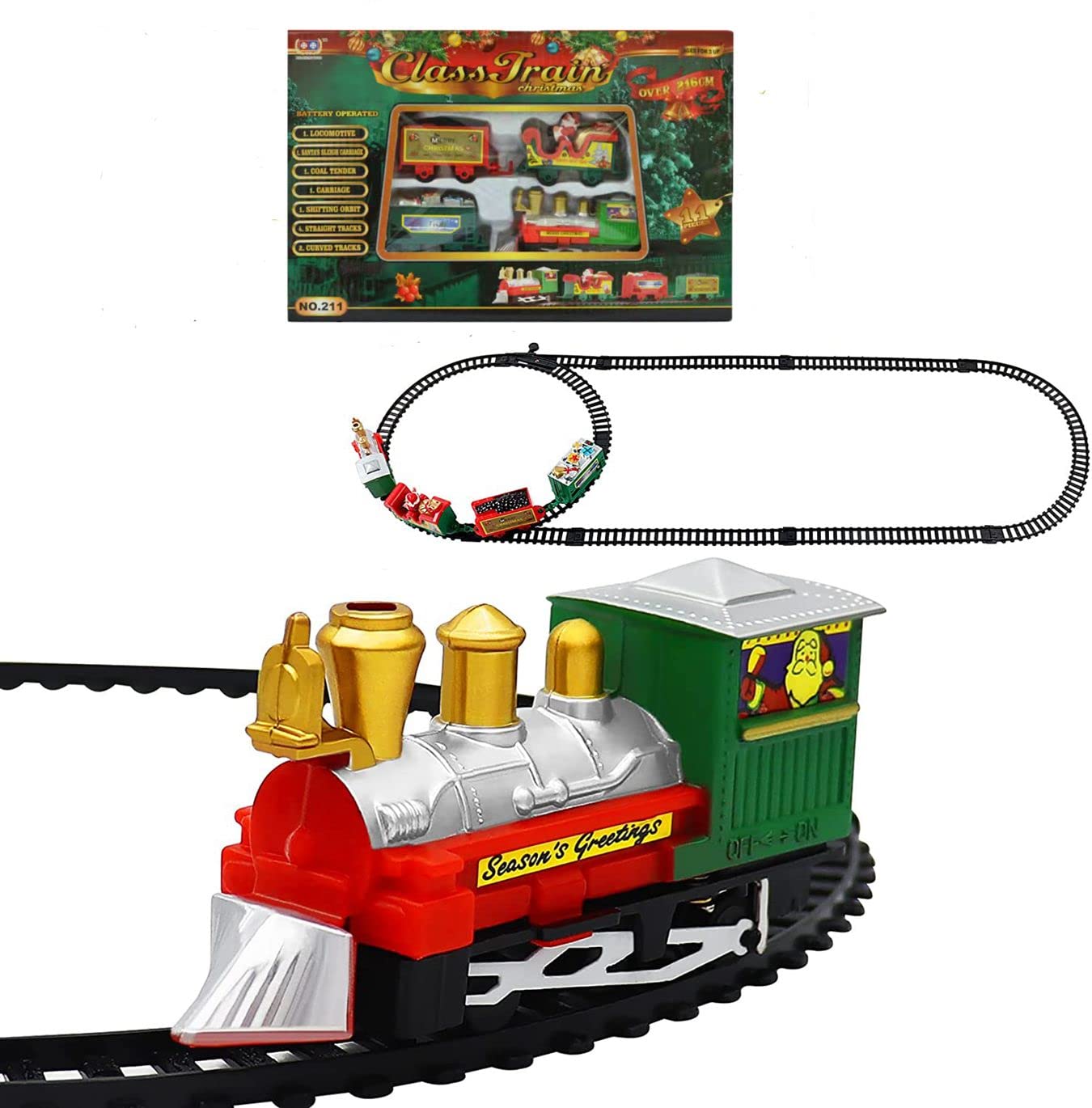 SIXIUDIA Christmas Train Set, Electric Train with Rails, Santa Train, Christmas Tree Decoration, Children's Gift, Ages 3-9