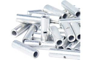 AIRIC Non Insulated Butt Connectors 16-14 AWG, 100 pcs Electrical Seamless Crimping Terminals, Uninsulated Wiring Crimps Connector, Bare Copper Crimp Splice Terminal for 16,14 Gauge Wire