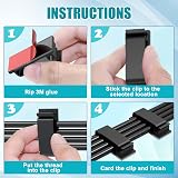 Vinabo 10x Black Nylon Cable Holder Clips Self Adhesive Cord Wire Organiser view 6