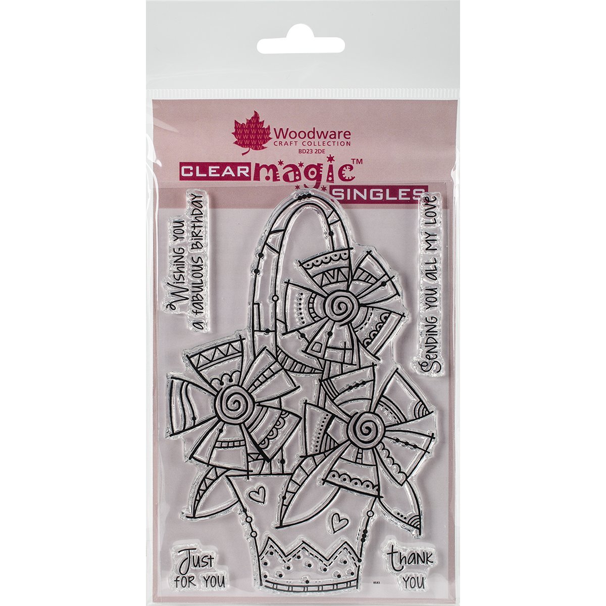 Woodware Francoise Collection-Clear Magic-Doodle Flower Basket, Acrylic, 210 x 110