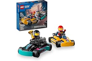 LEGO City Go-Karts and Race Drivers Toy Playset, 2 Driver Minifigures, Racing Vehicle Car Toys, Fun Race Car Toy Gift for Kids Aged 5 and Up, 60400