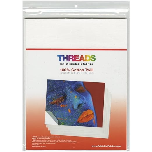 THREADS Inkjet Printable Cotton Twill Fabric Sheets 8 5 By 11 threads-inkjet-printable-cotton-twill-fabric-sheets-8-5-by-11