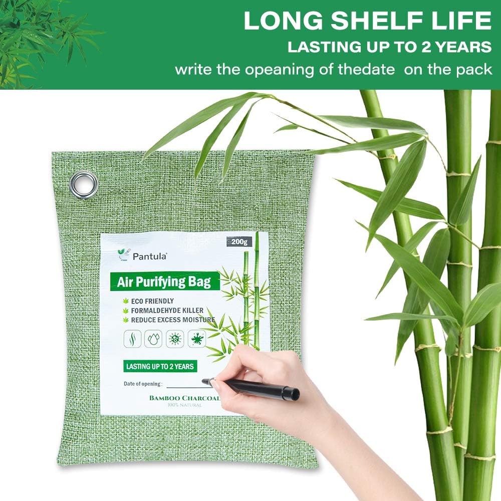 Pantula Bamboo Charcoal Bags - Activated Charcoal, Air purifying bags 12 Pack, Odor absorber (200G*4 50G*8) Air Freshener Natural Fresh, Charcoal bags for Home Pet Car with Activated Charcoal Natural Absorb: Kitchen & Dining