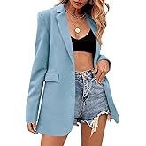 Febriajuce Women's Casual Long Sleeve Lapel Oversized Button Work Office Blazer Suit Jacket