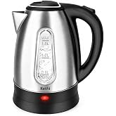 Ketfii Stainless Steel Electric Kettle, 1.8 Liters Tea, Coffee Kettle &amp; Hot Water Boiler, 360&deg; Swivel Base, BPA Free, Auto Shut-Off, Boil-Dry Proof, 1100W