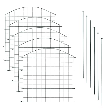 Teichzaun Set mit 5 Zaunelementen und 6 Befestigungsstäben, Welpanauslauf, Metall, Gartenzaun, Freigehege, Teich, Zaun, Set, 