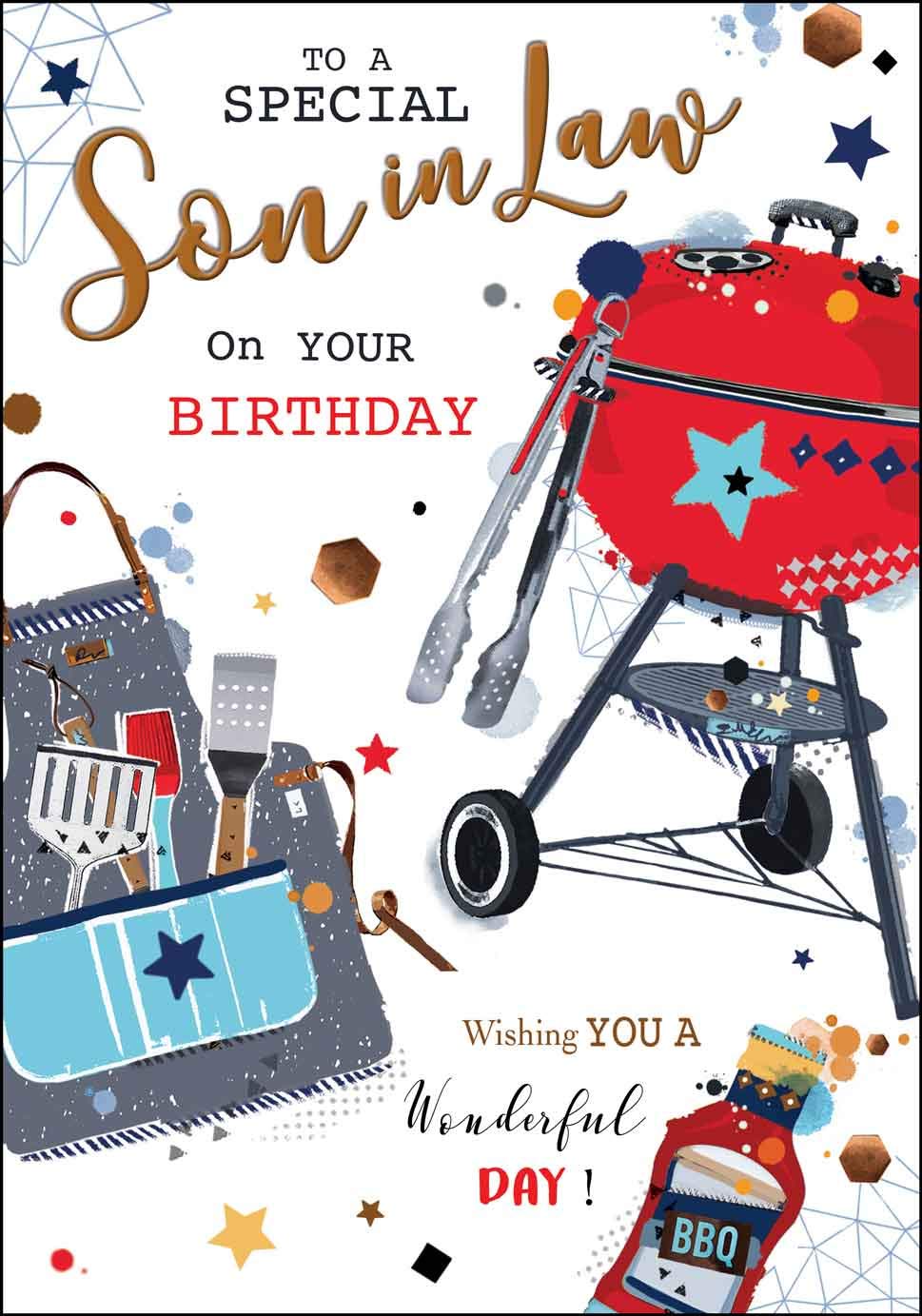 Jonny Javelin Special Son in Law Birthday Card - BBQ
