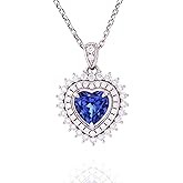 StiloVero Heart of the Ocean Necklace – Lab-Grown Blue Sapphire & Moissanite Pendant, 18K White Gold Plated 925 Sterling Silver, Titanic Inspired Jewelry Gift for Women