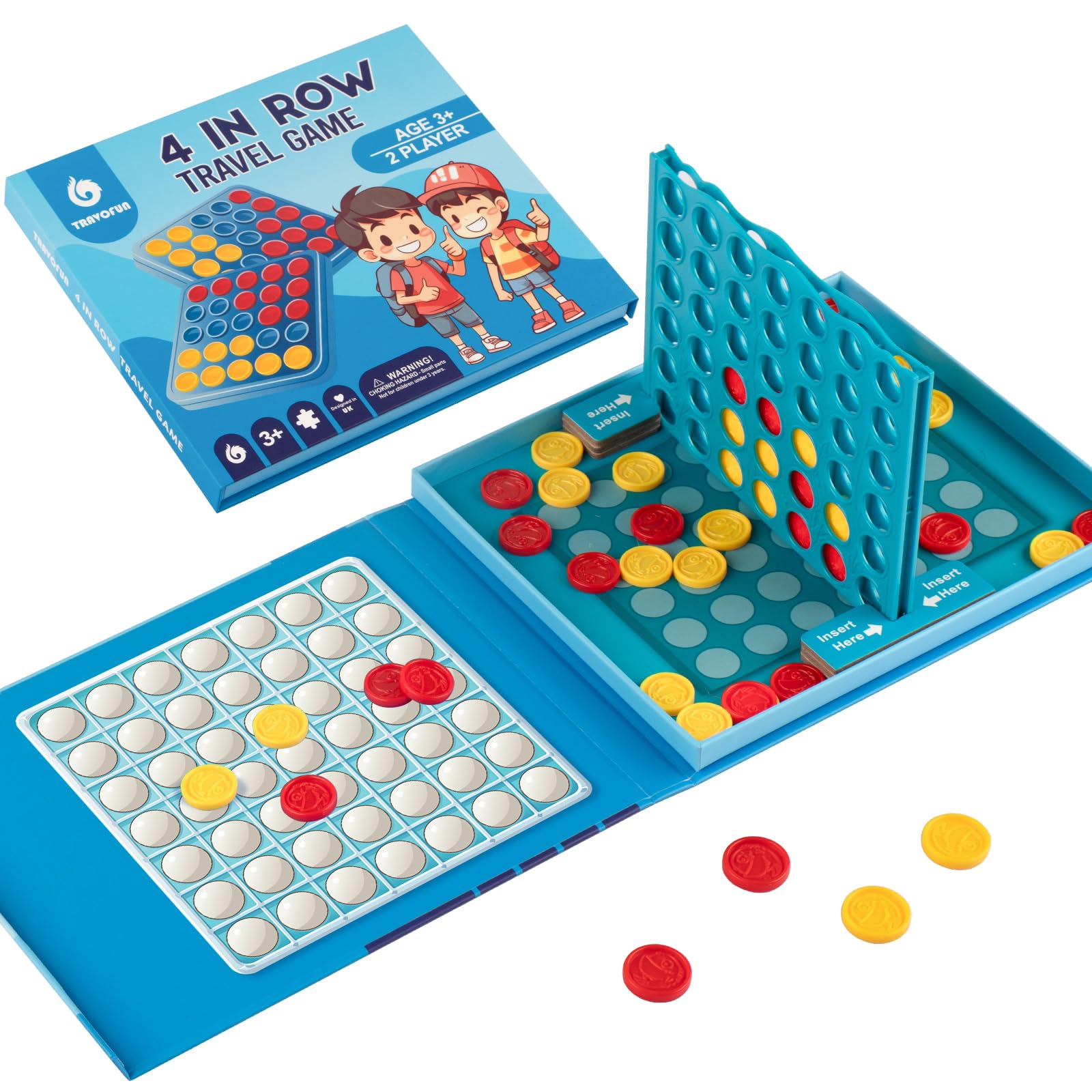 Travofun 4 in a Row Game for Kids 3-8 - Perfect Travel Toy for Toddlers - Fun Road Trip & Airplane Activity - Camping Game Essentials for Kid