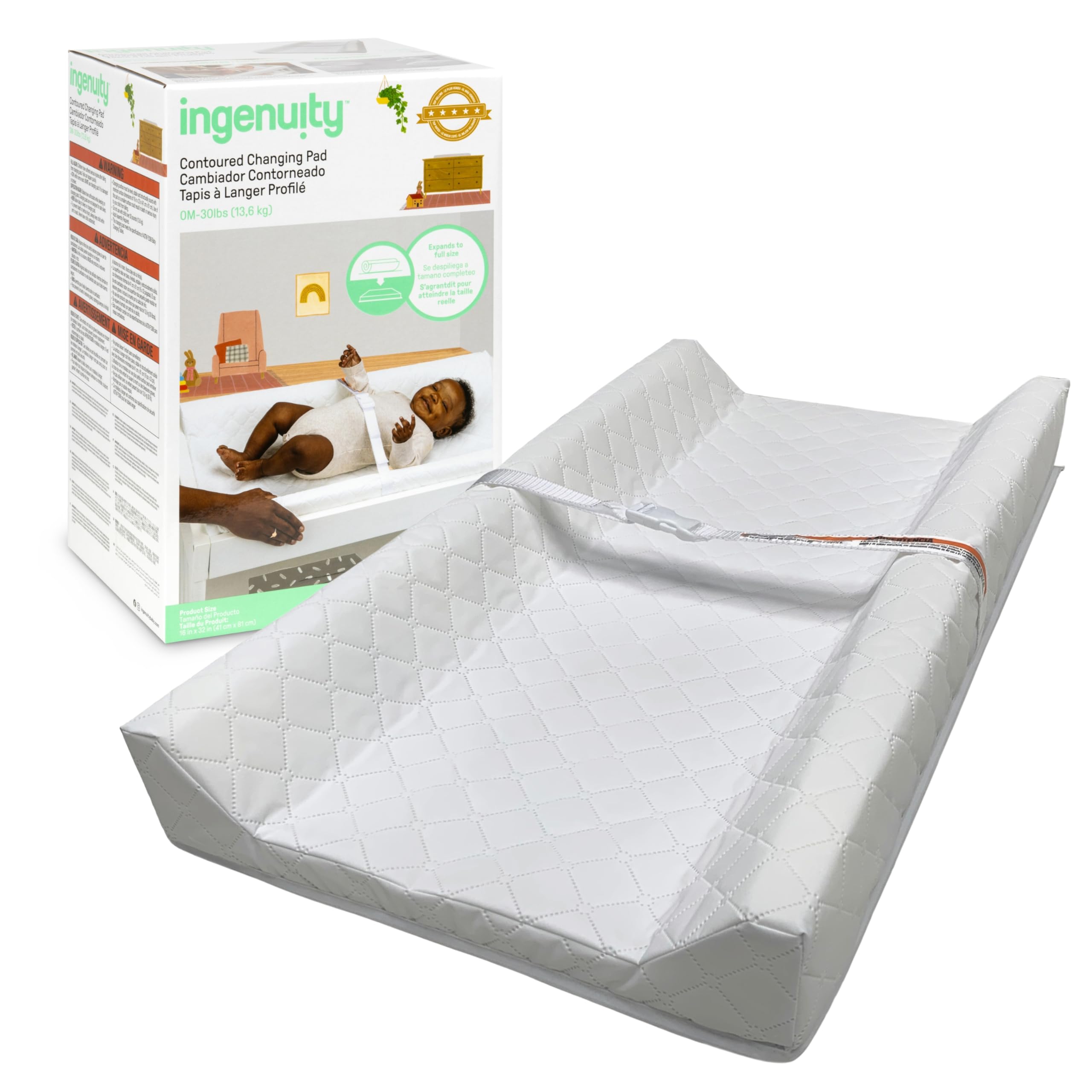 Photo 1 of Summer by Ingenuity Contoured Changing Pad – Includes Waterproof Changing Liner and Safety Fastening Strap with Quick-Release Buckle