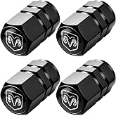 Tire Valve Stem Caps Compatible with Dodge Tire Valve Stem Cover Air Cap Belt O-Ring Metal Valve Stem Caps Decoration Accessories 4 Pcs Black