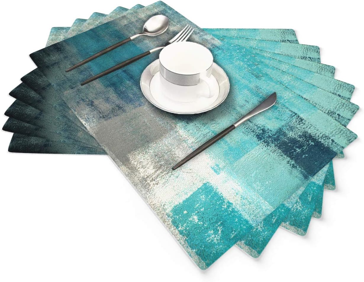 Turquoise and Grey Placemats 6 PCS