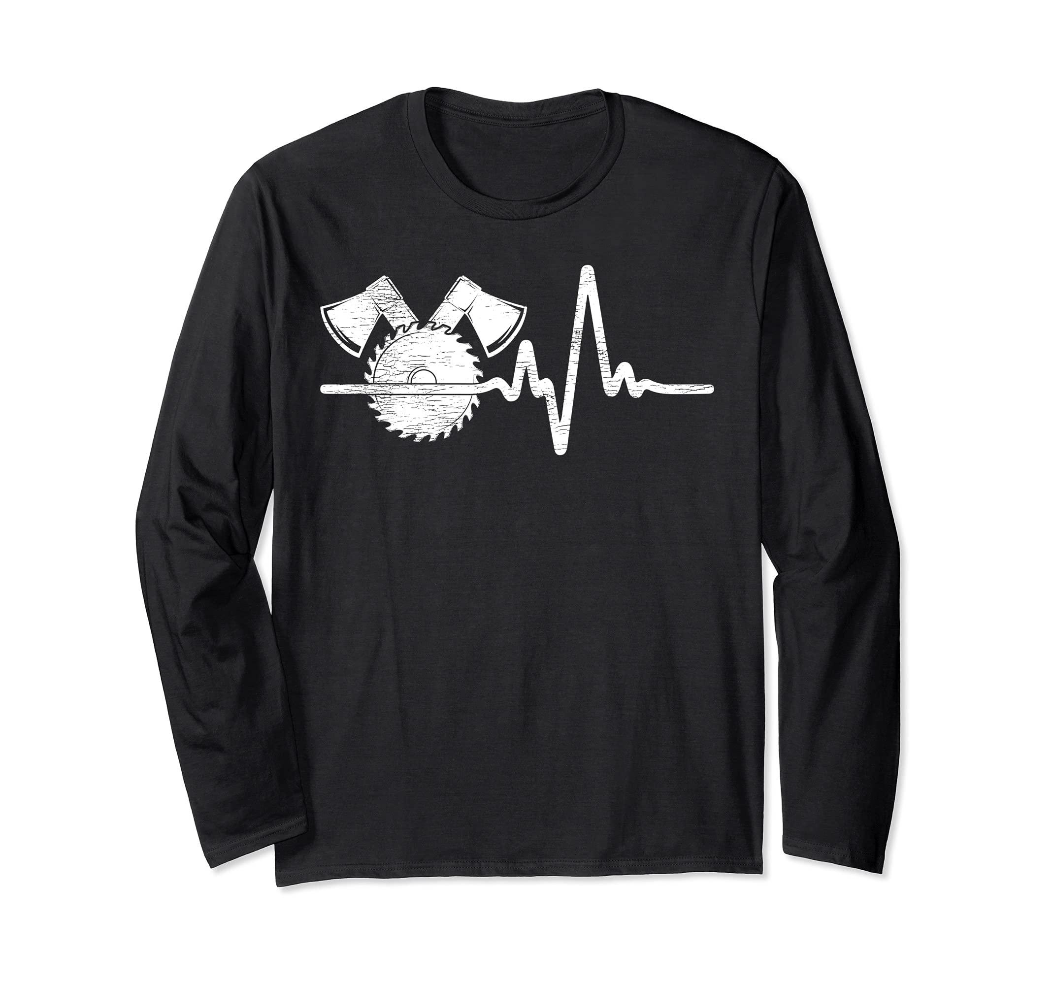 Funny Carpenter Woodworking Saw Heartbeat Long Sleeve T-Shirt