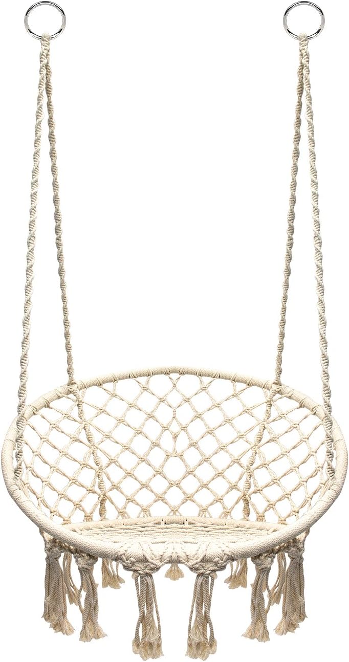 Sorbus Hammock Chair Macrame Swing, 265 Pound Capacity, Perfect for Indoor/Outdoor Home, Patio, Deck, Yard, Garden (Single Swing): Garden & Outdoor