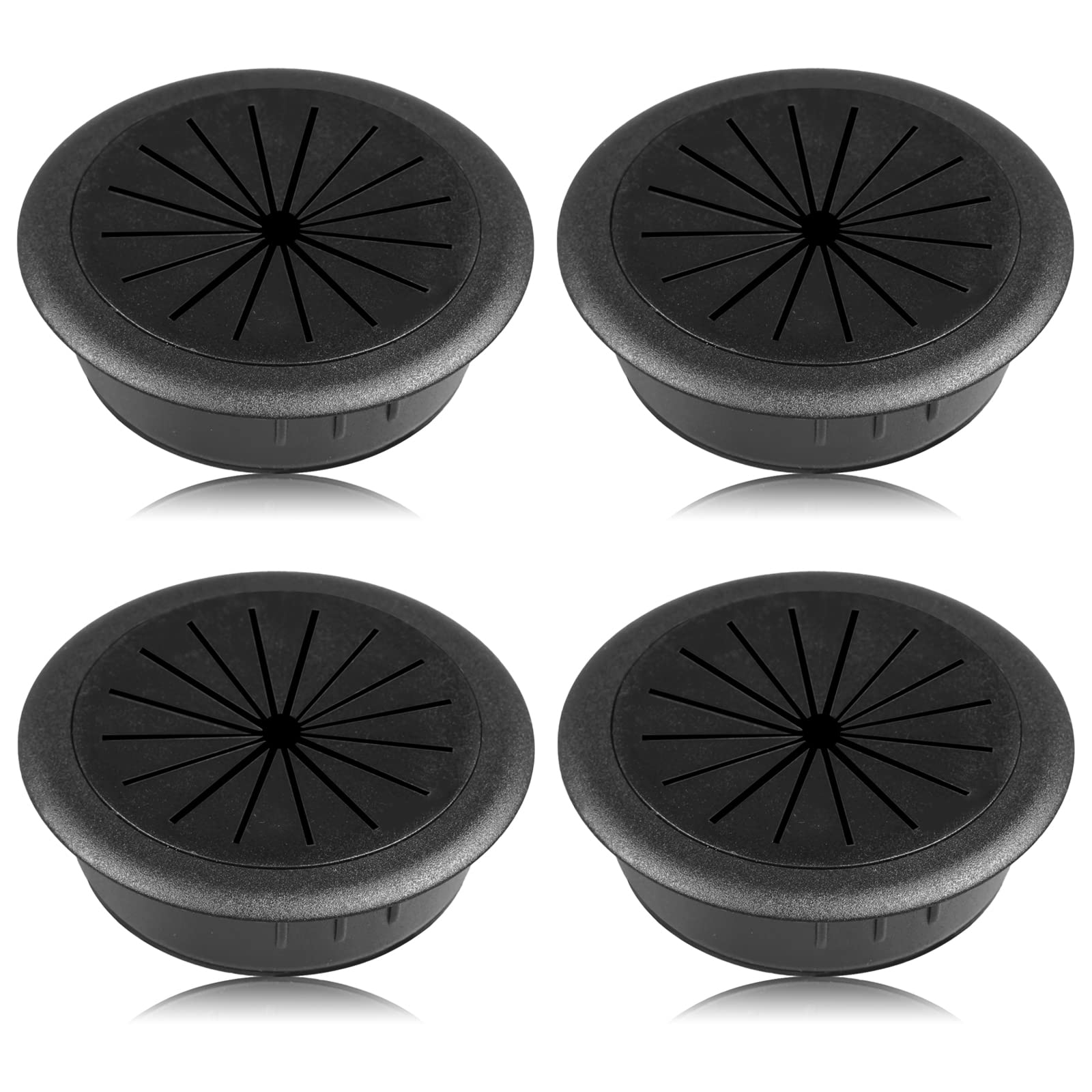 4PCS 60MM Desk Hole Cover Plastic Round Home and Office Desk Cable Grommet for PC Computer Port TV Stand Tidy Desktop and More Data Cables Cable Hole Cover Black Desk Grommet