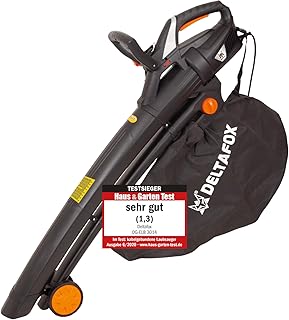 DELTAFOX Elektro Laubbläser Laubsauger - DG-ELB 3014-3000 W - inkl. 40ltr Fangsack - Tragegurt - Blasgeschwindigkeit bis 270 km/h - hohe Saugleistung - leaf blower - garden vacuum