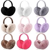 Liitrsh 9 Pcs Winter Ear Muffs for Women Faux Fur Ear Warmers Soft Furry Ear Covers Foldable Warm Earmuffs for Girl Cold Weather Outdoor