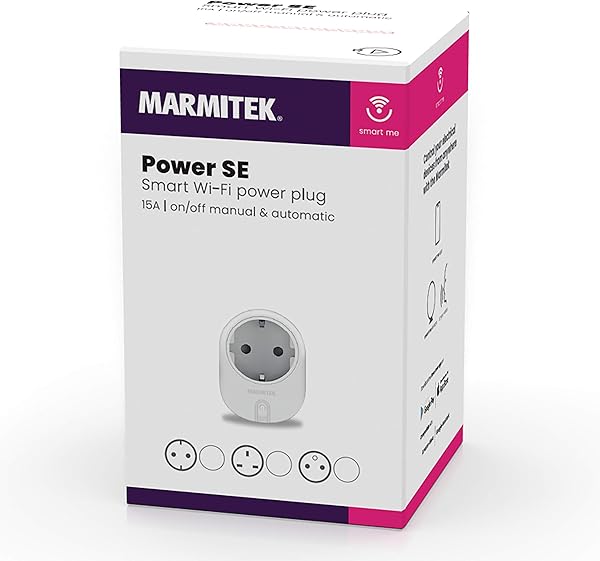 Marmitek Smart me  Power SE  IEC type F  Wi Fi power plug  15 A  3450 W  enchufe  onoff manual y automticamente con la aplicacin  Compatible con Amazon Alexa y Google Assistant