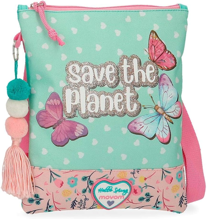 Movom Save the Planet Flat Shoulder bag Multicoloured 20x24 cm Recycled Polyester, Multicolor, 20x24 cms