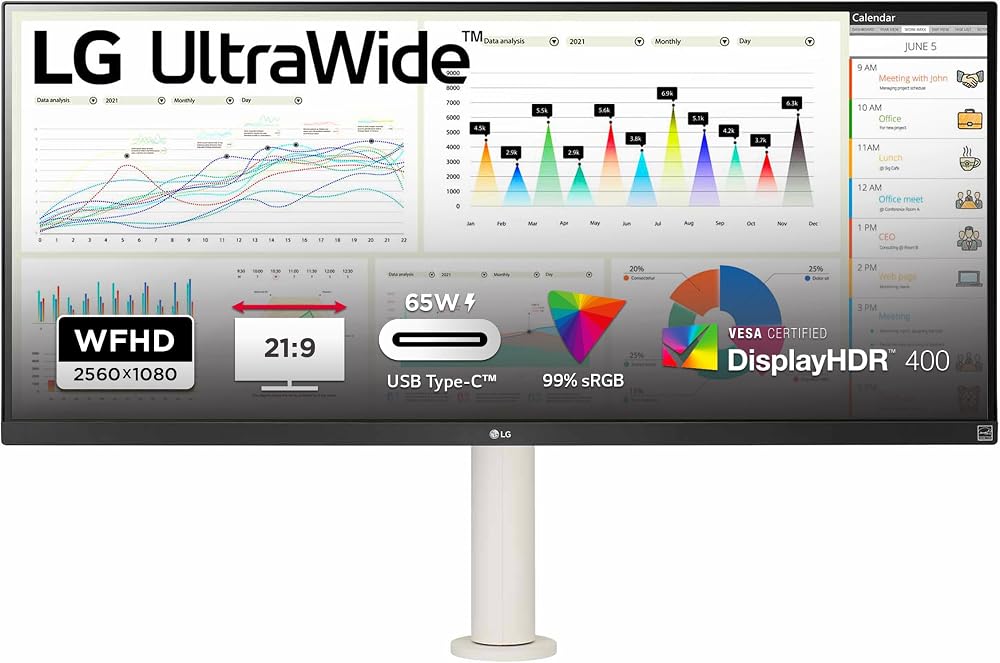 LG 34WQ68X-W 34" UltraWide FHD IPS Monitor White HDR10 FreeSync