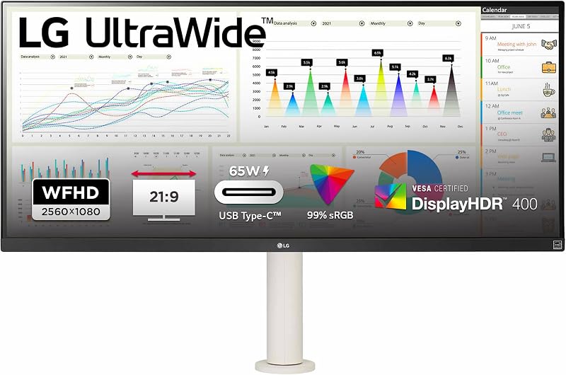 LG 34WQ68X-W 34" UltraWide FHD IPS Monitor White HDR10 FreeSync