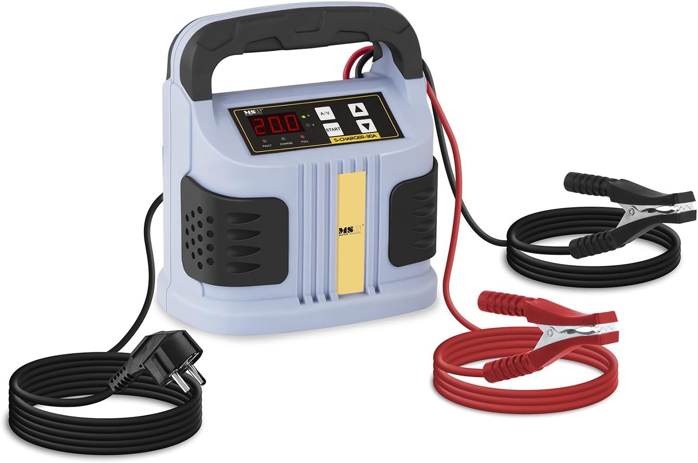 MSW Heavy Duty Car Battery Charger SCharger30A (6/12/24 V Charging voltage, Leveladjustable