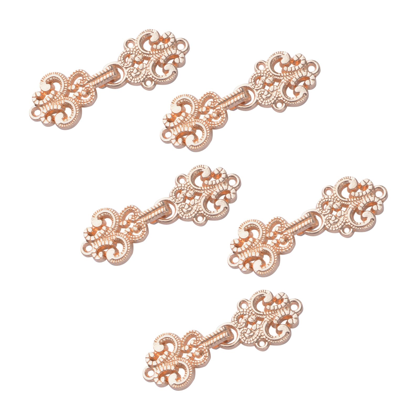 WANDIC Cardigan Clips, 5 Pairs Vintage Hollow Flower Cape Fasteners Sew On Hooks And Eyes Cardigan Clip Cloak Clasp Fasteners For Sweater Shawl, Light Gold