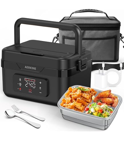 Electric Lunch Box For Adults - 75W Rechargeable Self-Heating Food Warmer, 1.5L Stainless Steel, For Office & Travel