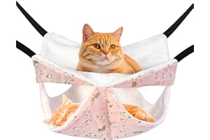Mengbei tribe Cat Hammock for Cage Hanging Cat Bed with Adjustable Strap and Metal Hooks, for Winter and Summer Use - Small Animals Soft Sleeping Hammock Accessory
