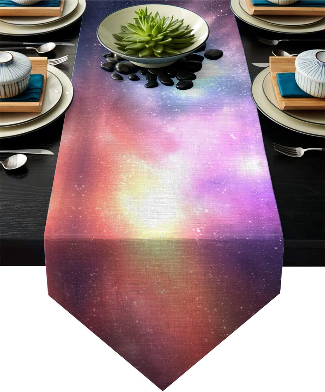 Fandim Fly Dining Table Runner 18 x 72 Inch, The Sea Under The Starry Sky Table Runners for Morden Stylish Wedding Party Holiday Table Setting Decor