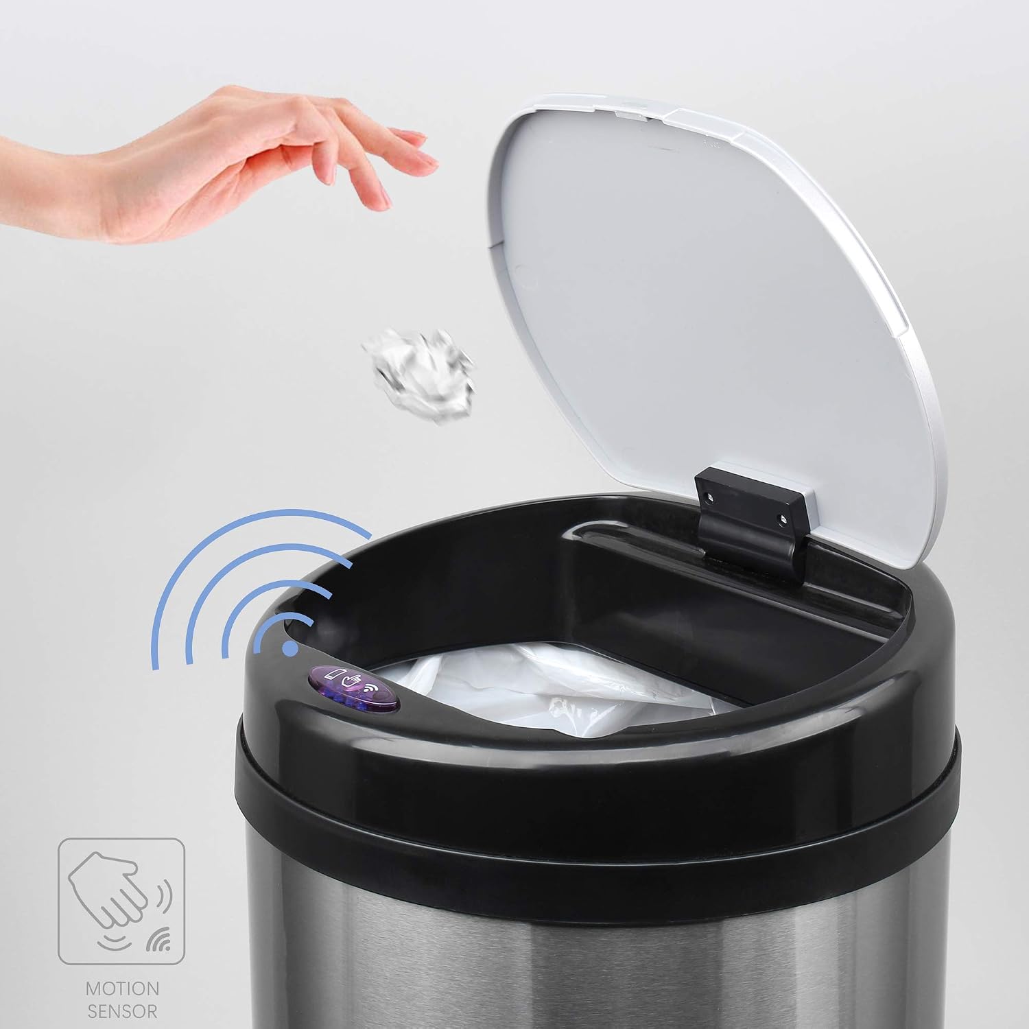 GRANDMA SHARK Tall Kitchen Sensor Bin, Rubbish Trash Can, Open-Cover by Infrared-Sensor - Image 4