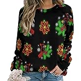 Doothers Holly Berry Christmas Women Sweaters Fall Crewneck Sweatshirt Long Sleeve Sweater Pullover Tops