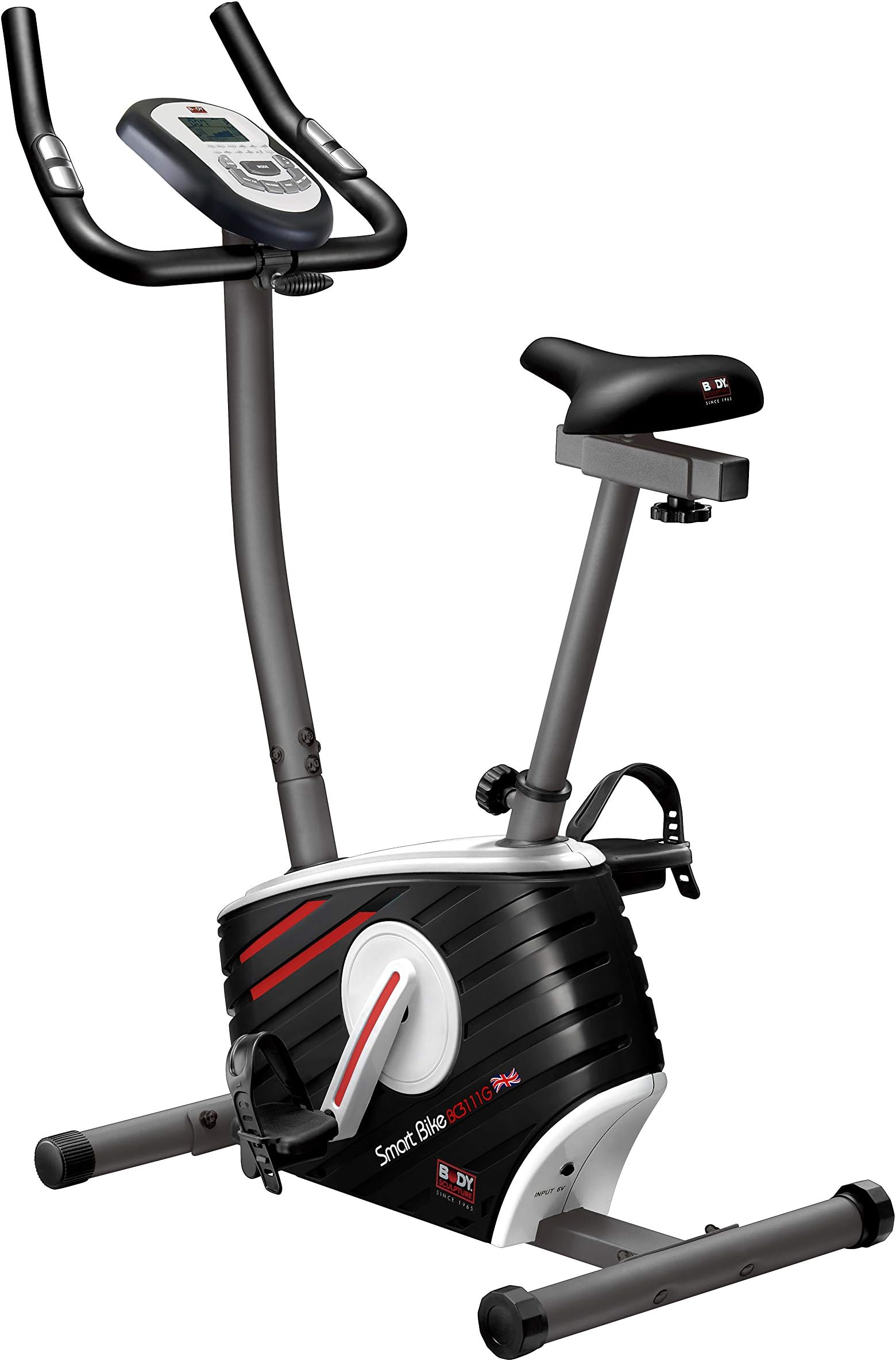 Body Sculpture BC3111G Programmable Magnetic Exercise Bike | 21 Smart Programmes | Adjustable Magnetic Resistance | Body Fat & Hand Pulse Sensors | Track Your Progress Black/Red