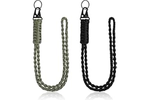 HJZHII 2PCS Heavy Duty Paracord Lanyard, Premium Whistles Wrist Strap Braided Strap Lanyard Keychain Necklace Keychains Parachute Rope for Outdoor Activities