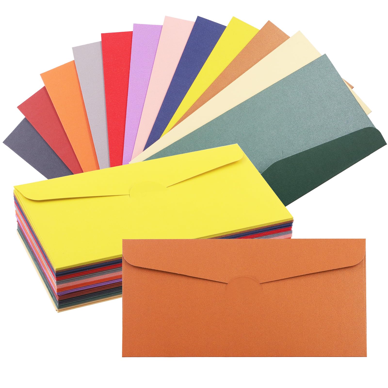 Swpeet 36Pcs 4.33 x 8.66 Inches 12 Colors Pearlescent Paper Envelopes Kit, Shiny Flap Envelopes Ideal for Office, Wedding Gift Cards, Invitations, Graduation, Baby Shower, Parties