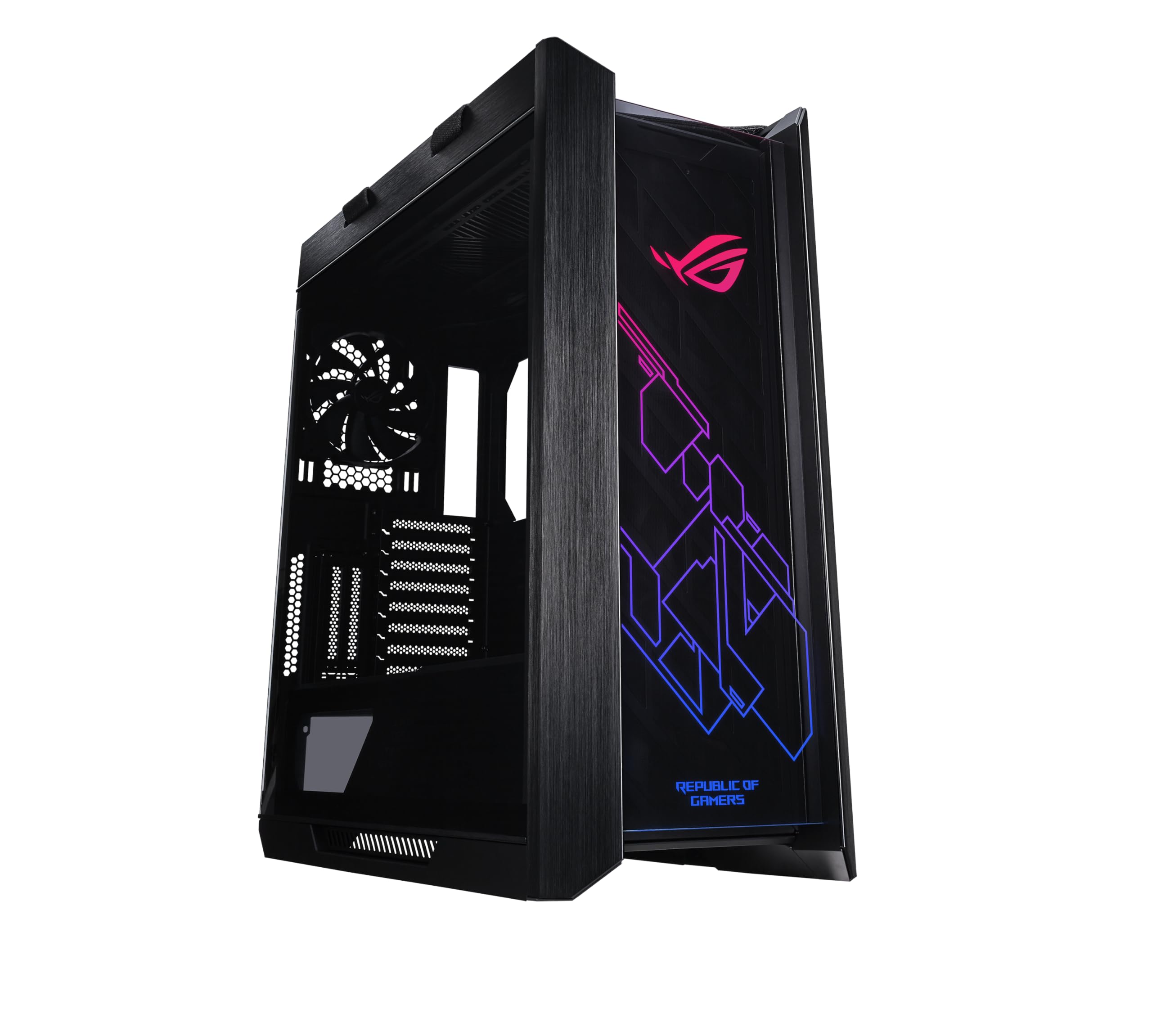 Caja para juegos ASUS ROG Strix Helios GX601 RGB de torre media, ventiladores preinstalados de 4 x 140 mm, ATX/EATX, vidrio templado, marco de aluminio, soportes para GPU, soporte para radiador de 420 mm, Aura Sync, 2 años de garantía