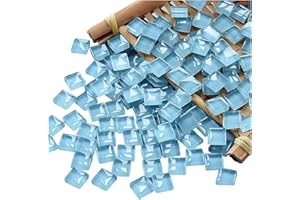 FAIRUO 100 Pieces Mosaic Tiles Squares Light Blue Crystal Mosaic Stained Glass Kits for Adults Crafts Supplies DIY Picture Frames Handmade Jewelry Coasters Art Material Decoration,1x1cm